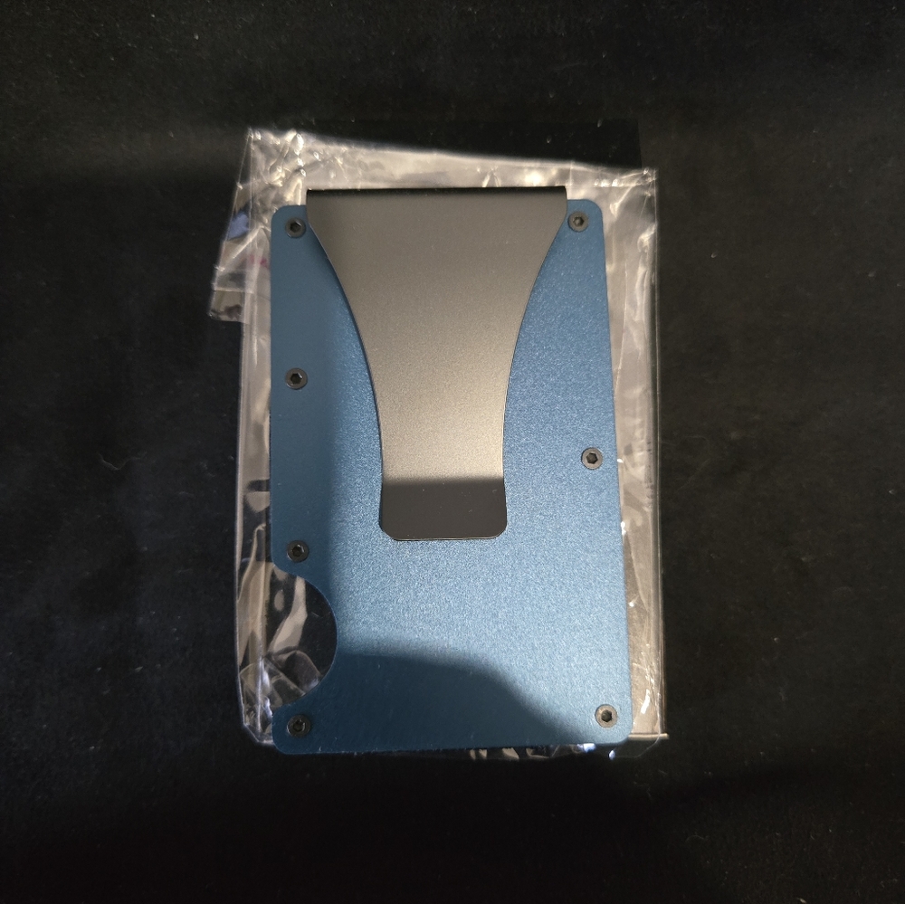Metal minimalist RFID blocking wallet laser engraved Michael Myers. - Picture 2 of 2